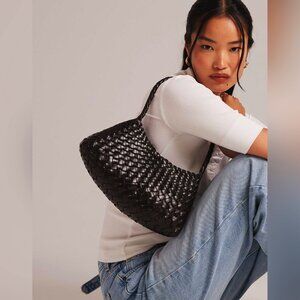 Dragon Diffusion rosanna woven leather shoulder bag in dark brown